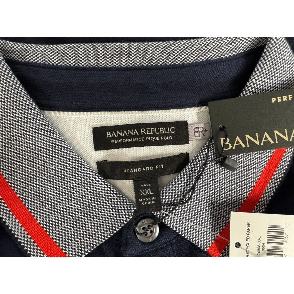 Banana Republic Performance Pique Polo Shirt Mens Tall‎ XXL NWT Short Sleeve